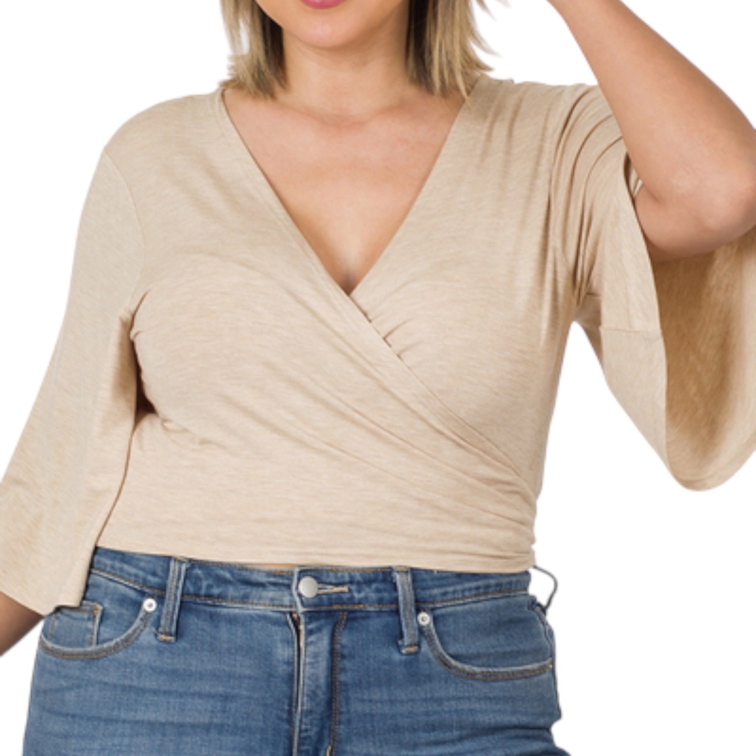 Luxe Rayon Tie Front Cropped Top: Black, Ash Gray, Ruby, Pink (Last Chance) - Wander Together Outfitters