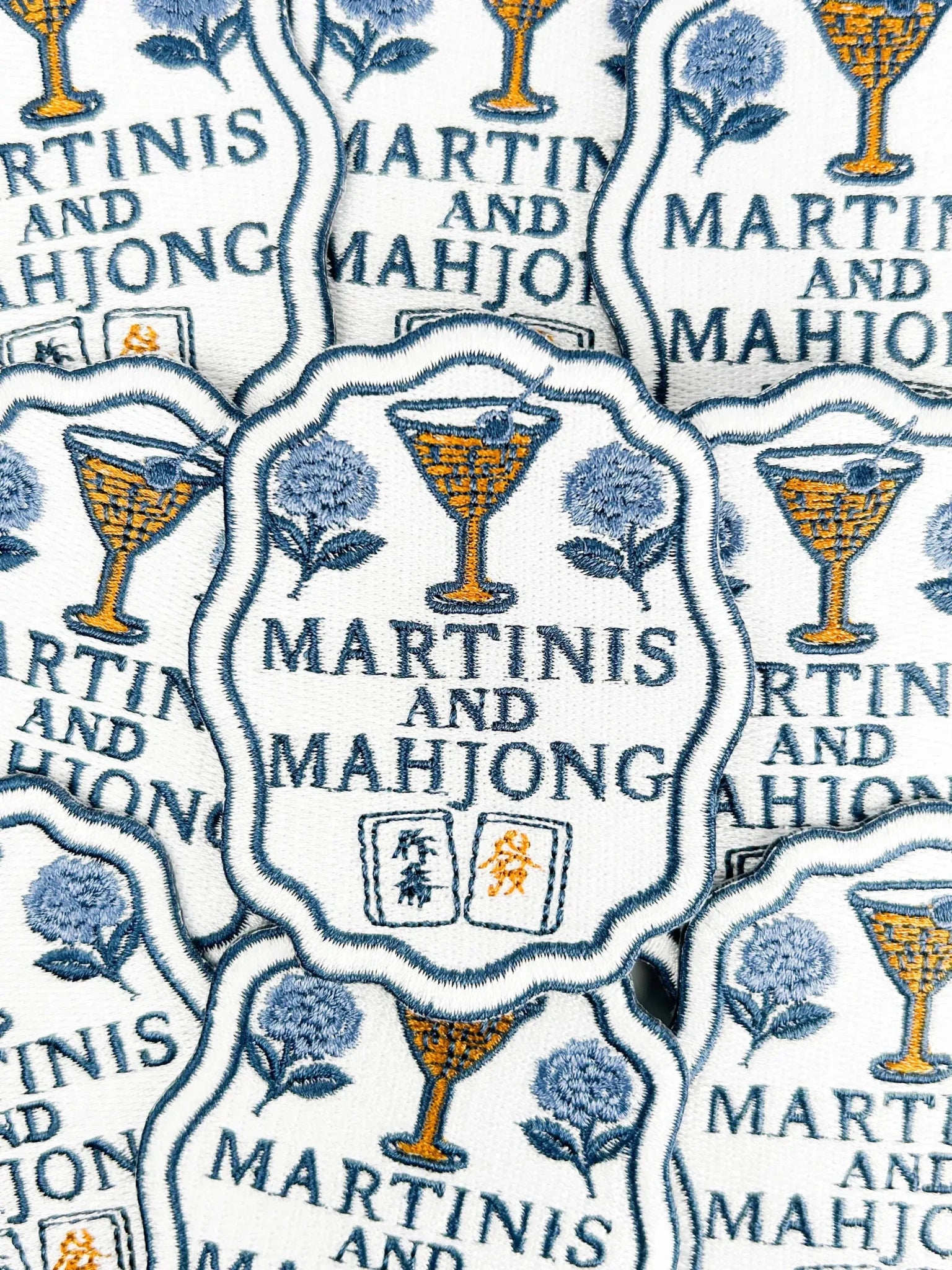 "Martinis and Mahjong" Iron On Embroidered Patch - Wander Together Outfitters