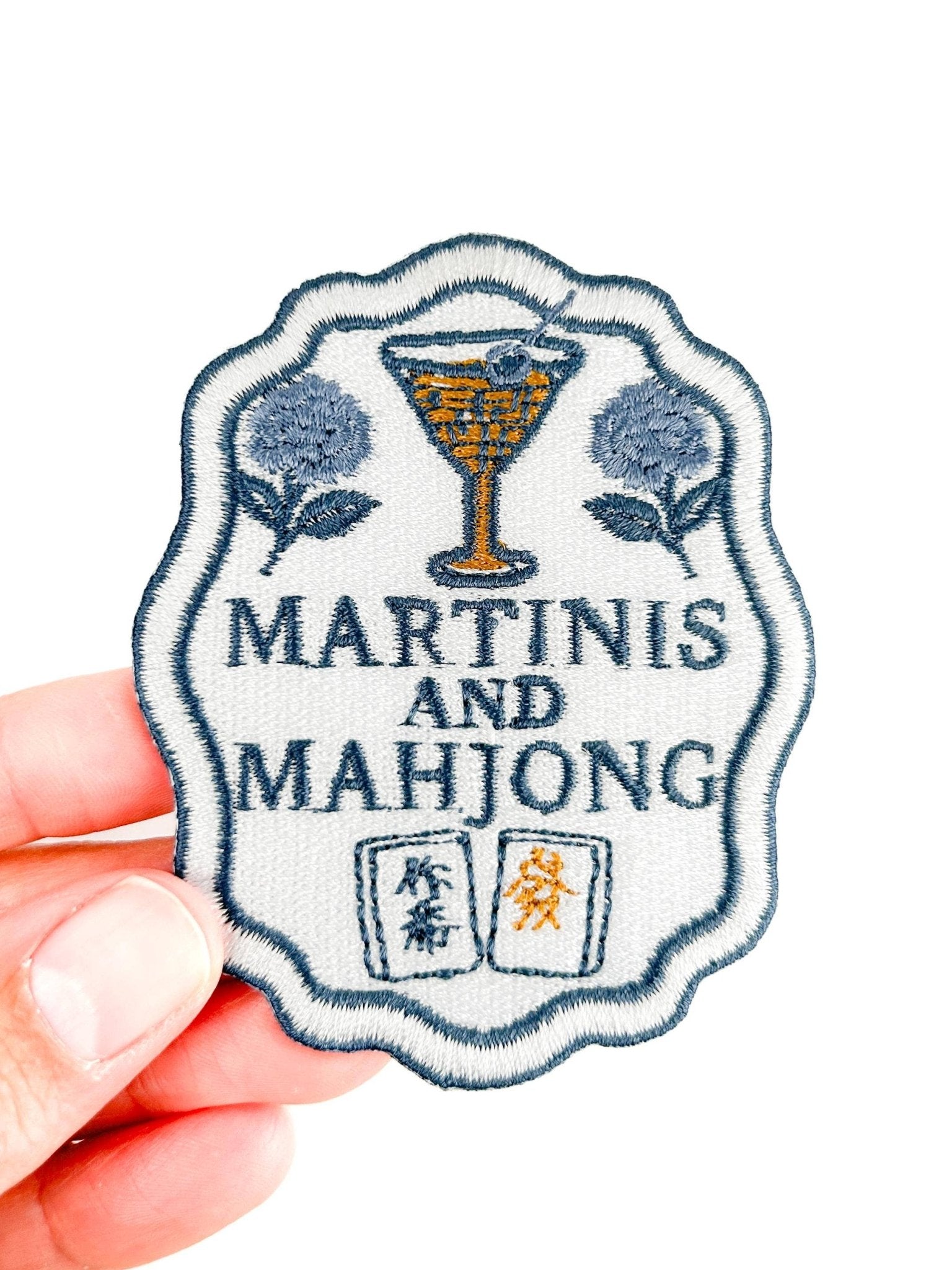 "Martinis and Mahjong" Iron On Embroidered Patch - Wander Together Outfitters