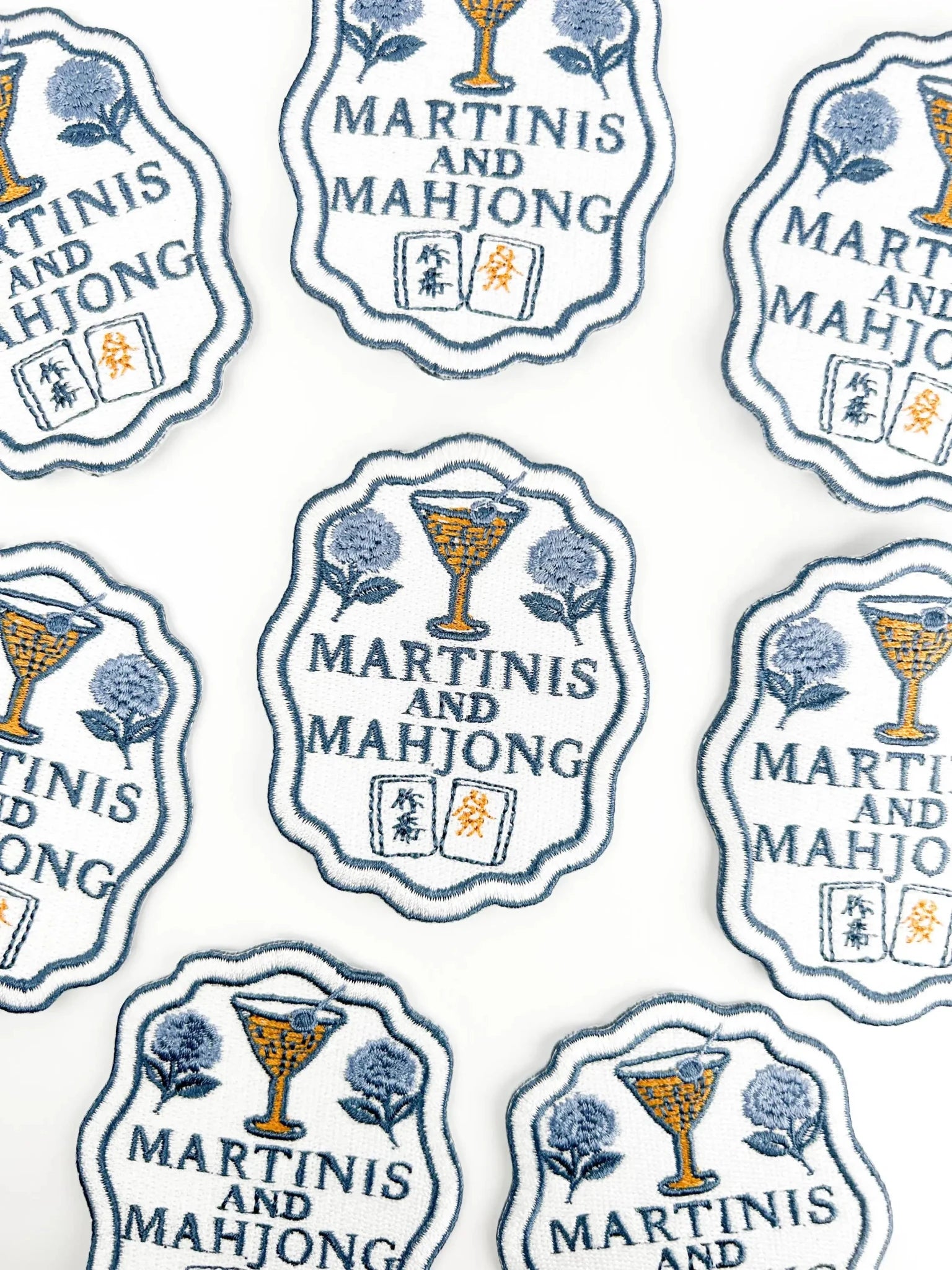 "Martinis and Mahjong" Iron On Embroidered Patch - Wander Together Outfitters