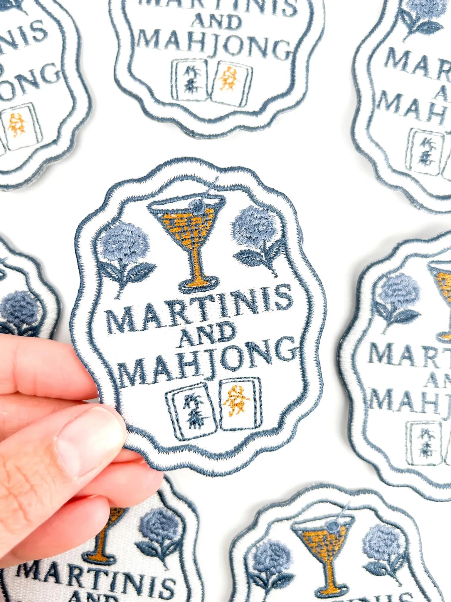 "Martinis and Mahjong" Iron On Embroidered Patch - Wander Together Outfitters