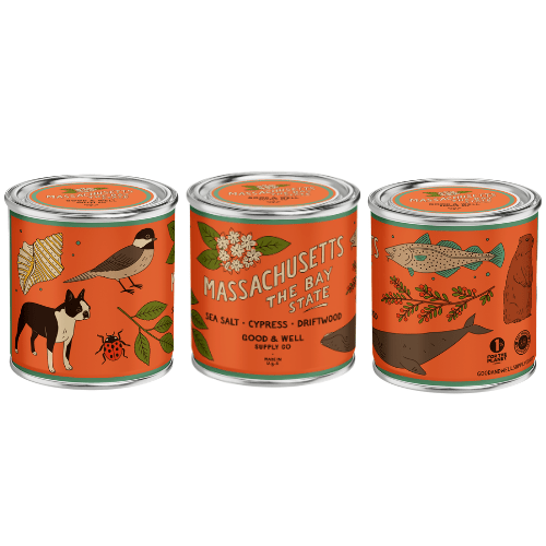 Massachusetts State Candle (Cypress, Driftwood, Sea Salt) - Wander Together Outfitters