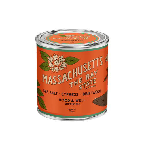 Massachusetts State Candle (Cypress, Driftwood, Sea Salt) - Wander Together Outfitters