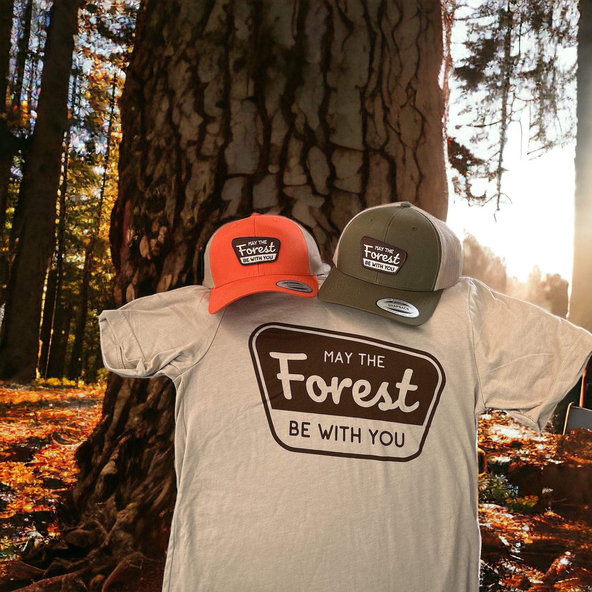 "May The Forest Be With You" Unisex Hat - Olive Green or Orange - Wander Together Outfitters