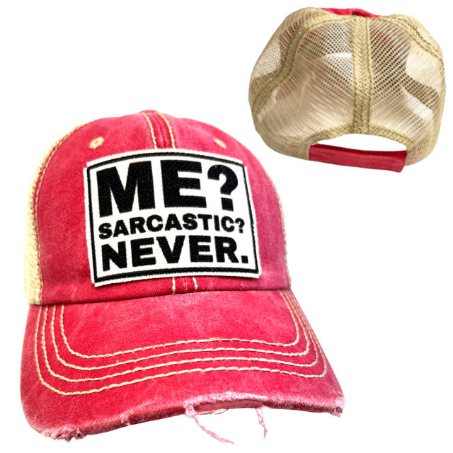 "Me? Sarcastic? Never." Unisex Distressed Cap - Wander Together Outfitters