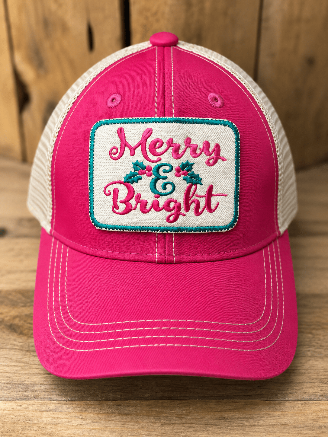 "Merry & Bright" Distressed Unisex Hat - Wander Together Outfitters