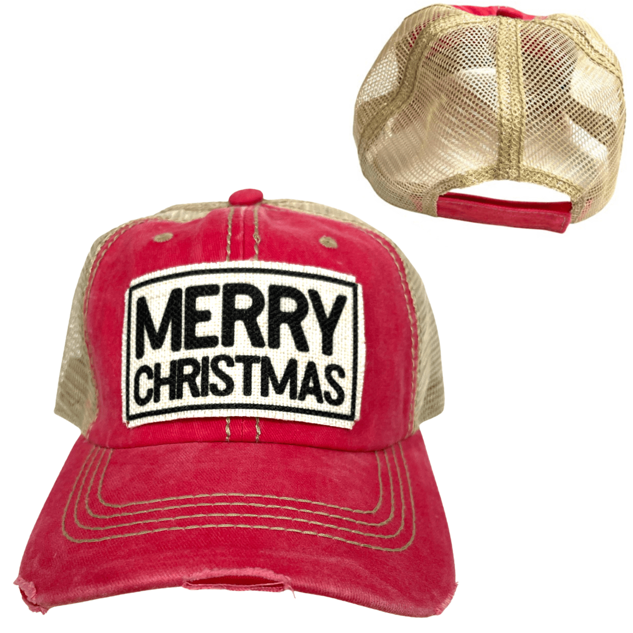 "Merry Christmas" Distressed Hat - Wander Together Outfitters