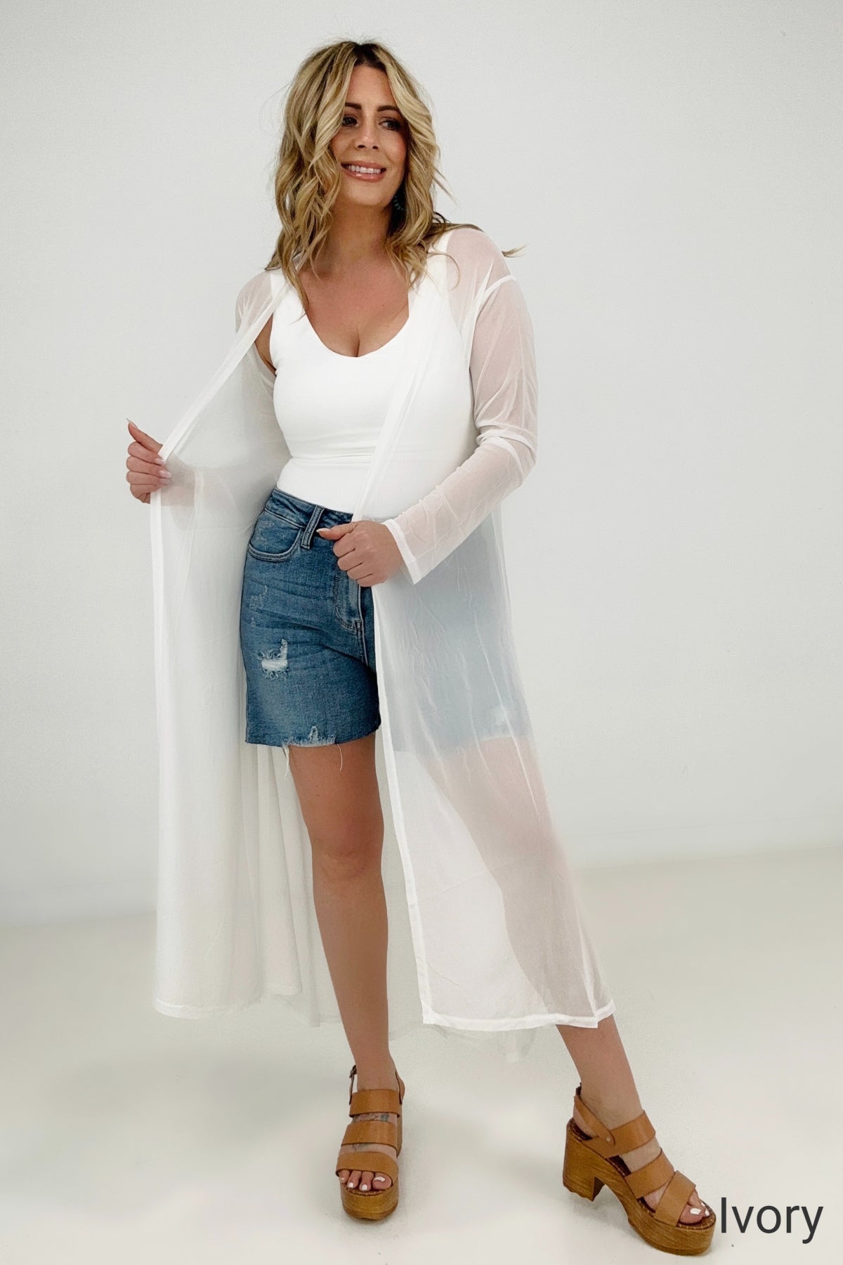 Mesh Long Sleeve Sheer Kimono Duster (Last Chance CLEARANCE) - Wander Together Outfitters