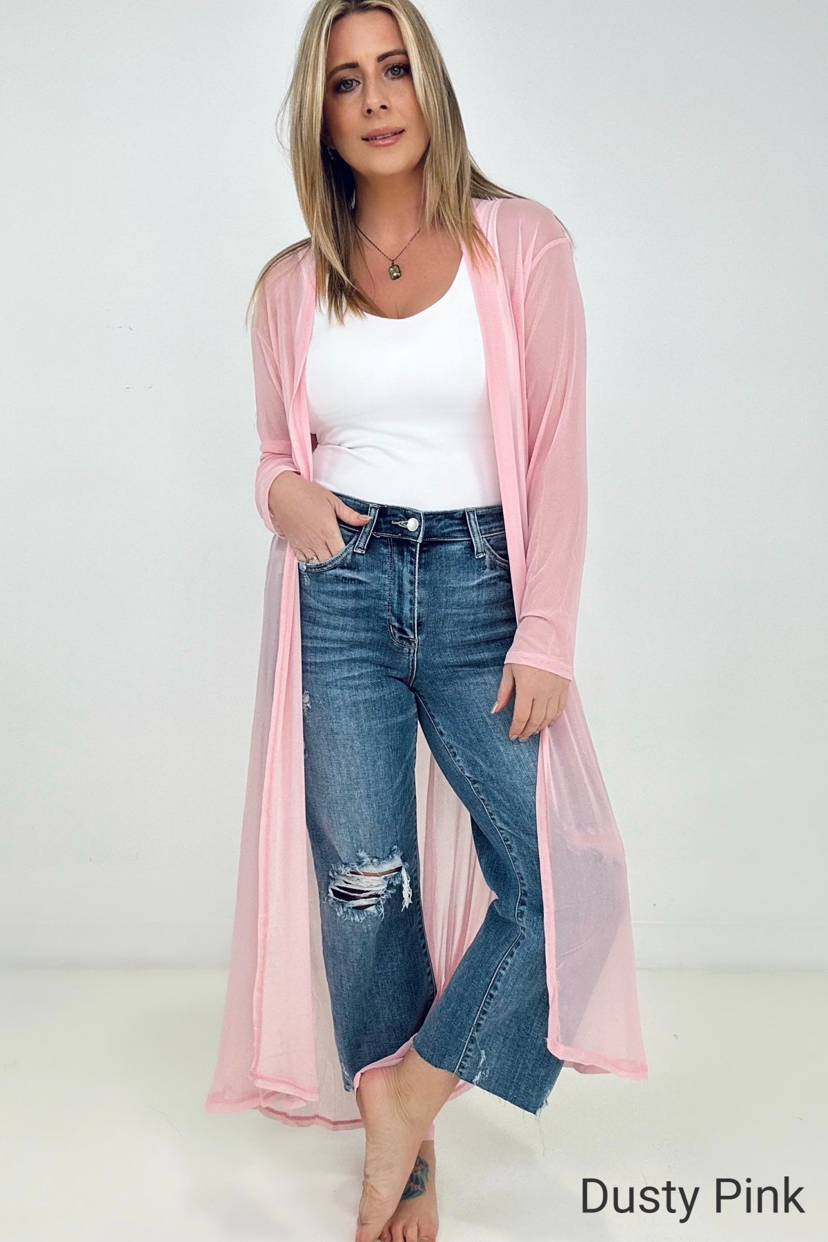 Mesh Long Sleeve Sheer Kimono Duster (Last Chance CLEARANCE) - Wander Together Outfitters