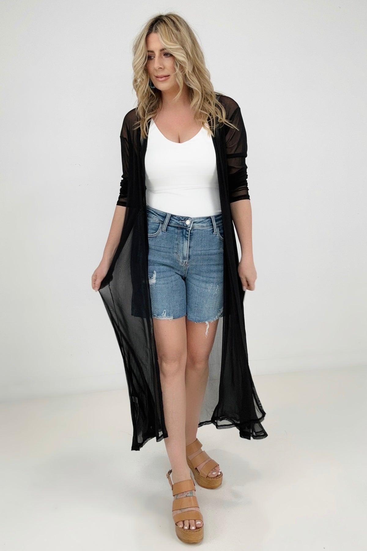 Mesh Long Sleeve Sheer Kimono Duster (Last Chance CLEARANCE) - Wander Together Outfitters