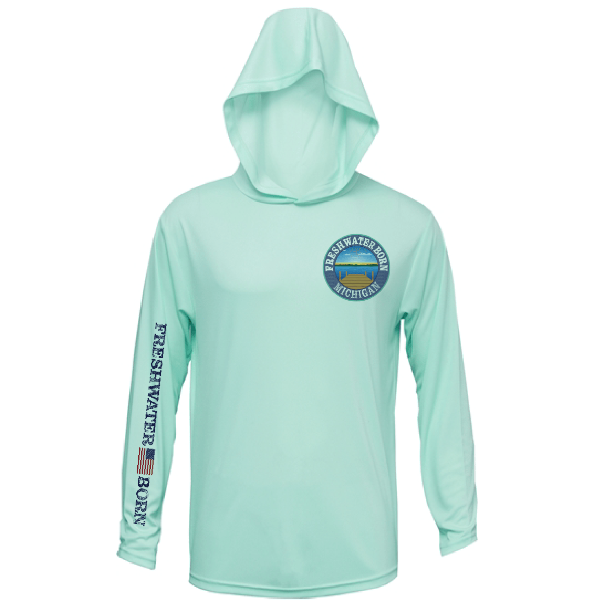 Michigan Freshwater Born Kraken Men's Long Sleeve UPF 50+ Dry-Fit Hoodie - Wander Together Outfitters