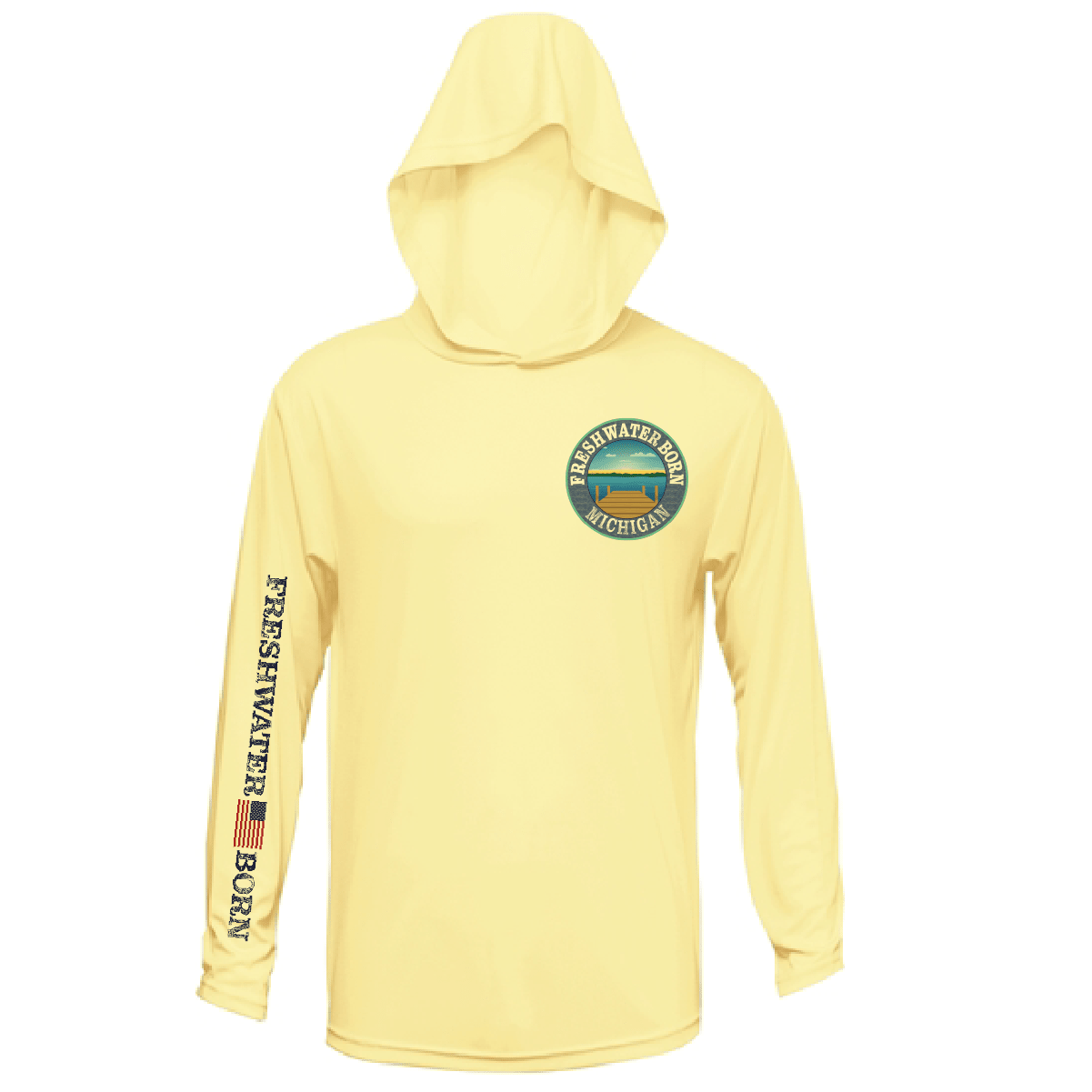 Michigan Freshwater Born Kraken Men's Long Sleeve UPF 50+ Dry-Fit Hoodie - Wander Together Outfitters