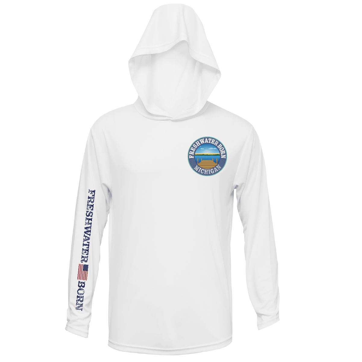 Michigan Freshwater Born Kraken Men's Long Sleeve UPF 50+ Dry-Fit Hoodie - Wander Together Outfitters