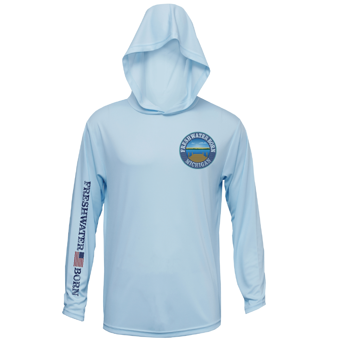 Michigan Freshwater Born Kraken Men's Long Sleeve UPF 50+ Dry-Fit Hoodie - Wander Together Outfitters
