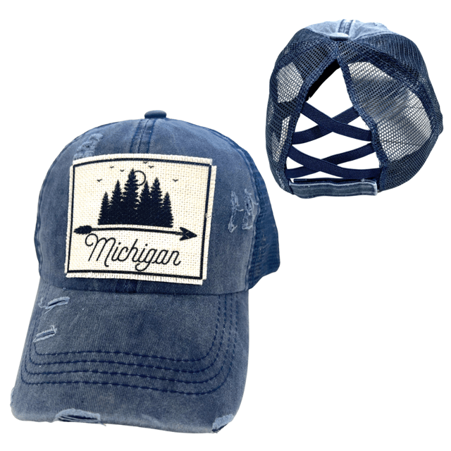 “Michigan” (Trees) Distressed Cap - Wander Together Outfitters