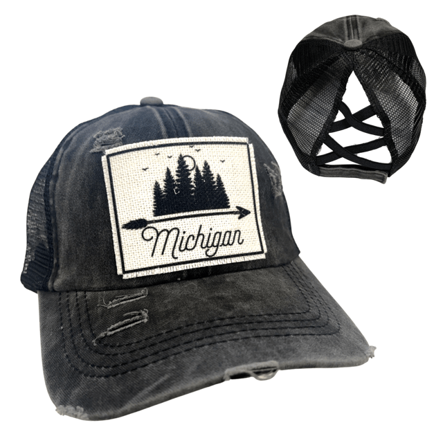 “Michigan” (Trees) Distressed Cap - Wander Together Outfitters