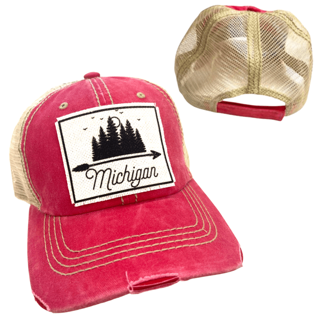 “Michigan” (Trees) Distressed Cap - Wander Together Outfitters