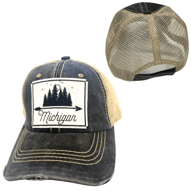 “Michigan” (Trees) Distressed Cap - Wander Together Outfitters