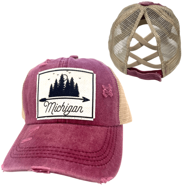 “Michigan” (Trees) Distressed Cap - Wander Together Outfitters