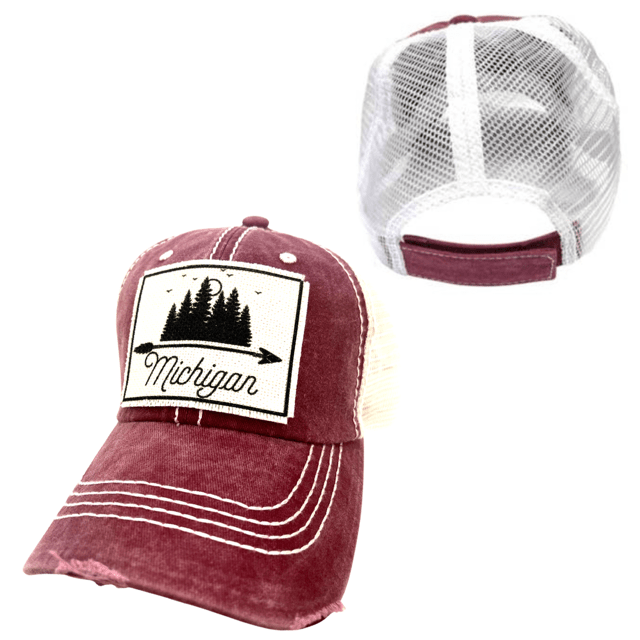 “Michigan” (Trees) Distressed Cap - Wander Together Outfitters