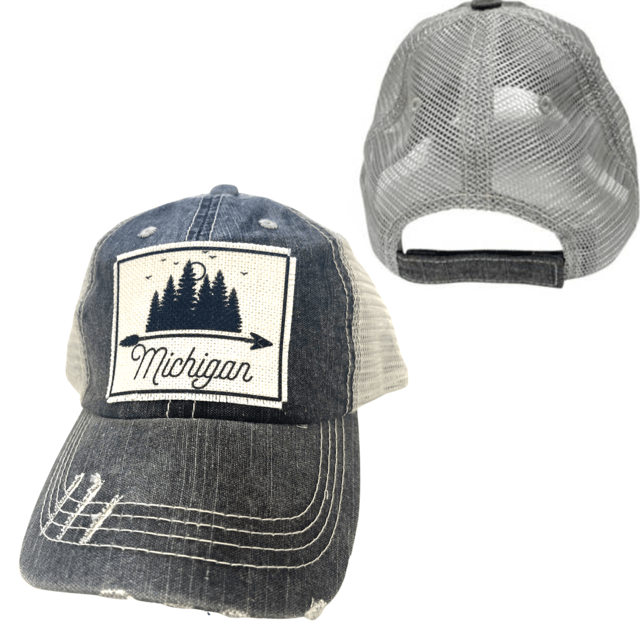 “Michigan” (Trees) Distressed Cap - Wander Together Outfitters