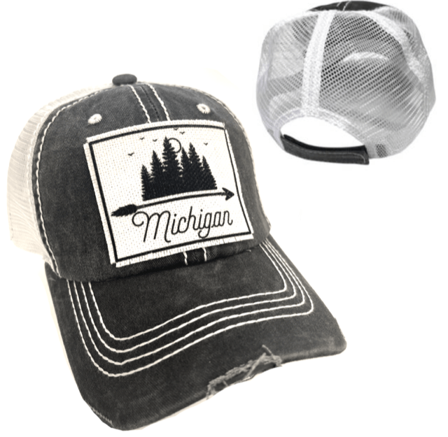 “Michigan” (Trees) Distressed Cap - Wander Together Outfitters