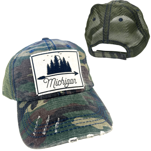 “Michigan” (Trees) Distressed Cap - Wander Together Outfitters