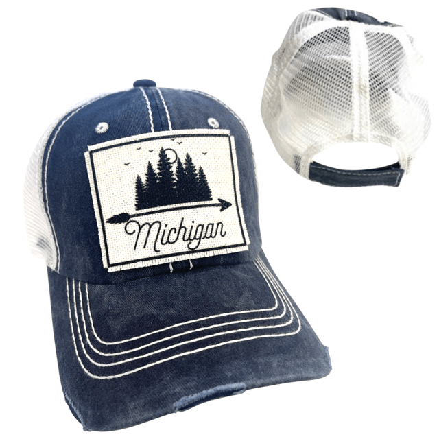 “Michigan” (Trees) Distressed Cap - Wander Together Outfitters
