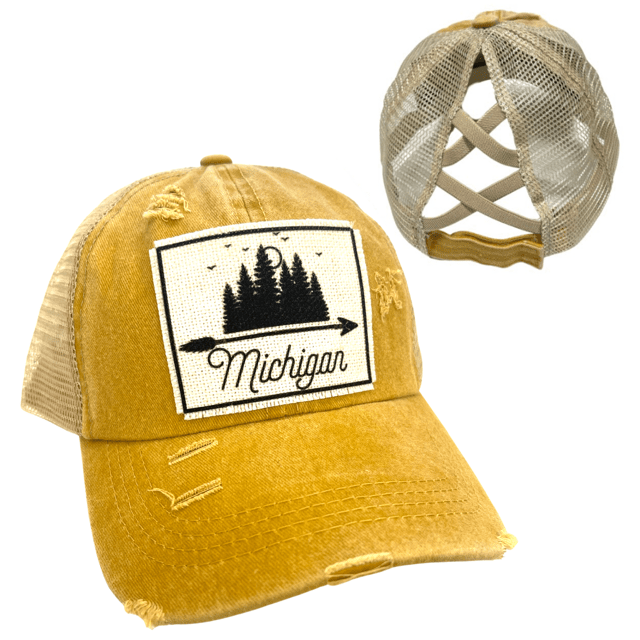 “Michigan” (Trees) Distressed Cap - Wander Together Outfitters