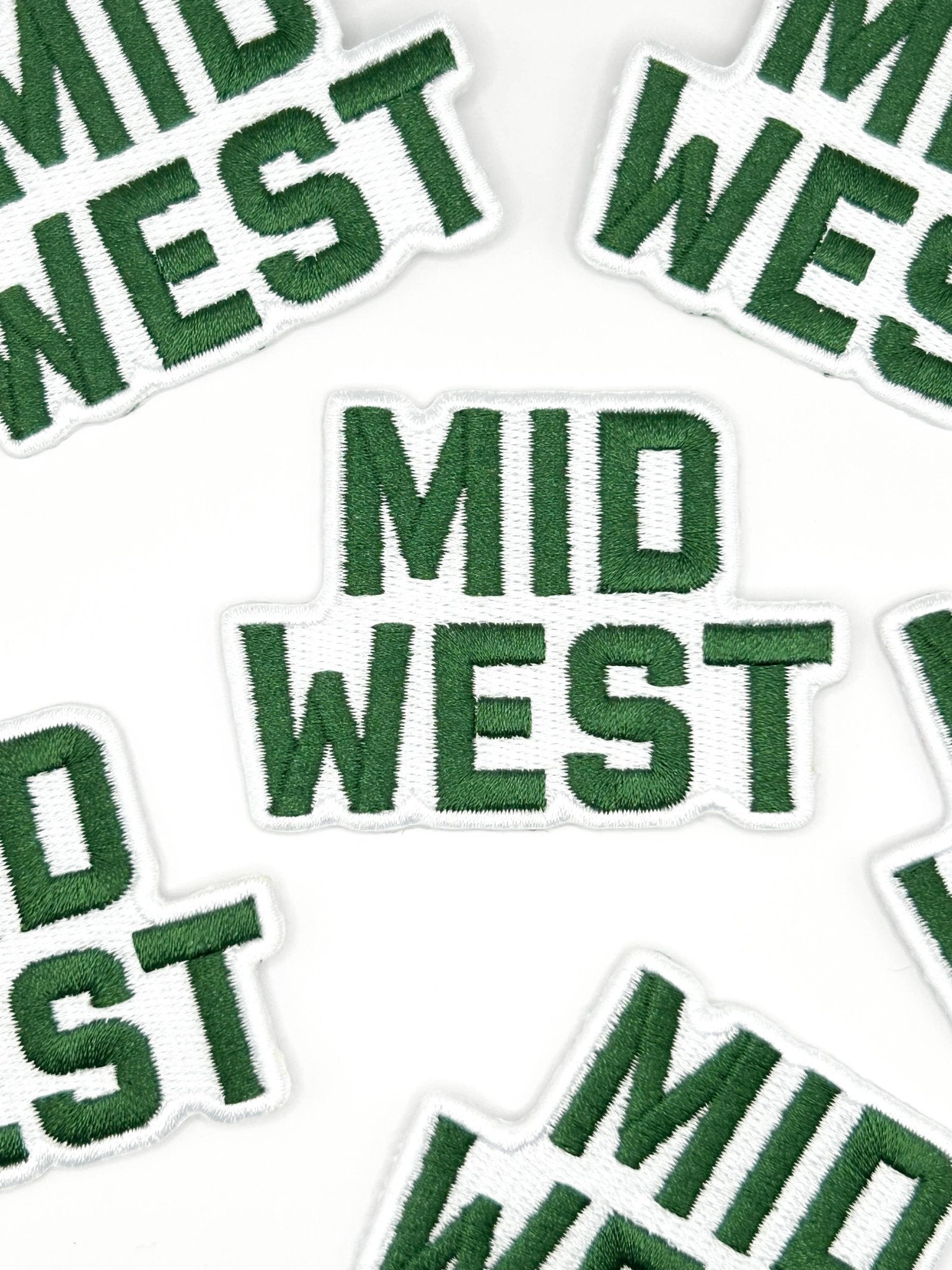 Midwest Embroidered Green Text Patch - Wander Together Outfitters