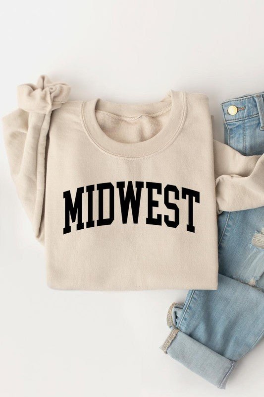 “Midwest” Graphic Fleece Sweatshirts - Wander Together Outfitters
