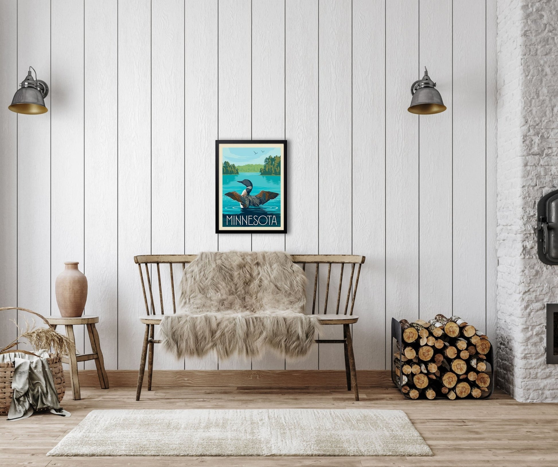 Minnesota: Loon (American Travel) Art Print - Wander Together Outfitters
