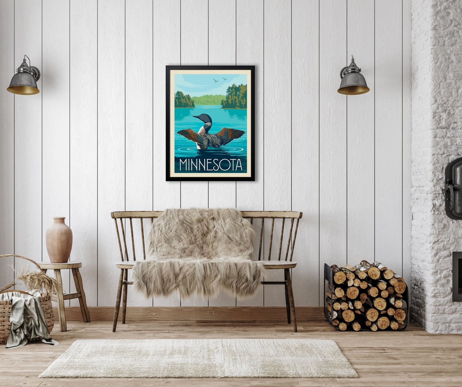 Minnesota: Loon (American Travel) Art Print - Wander Together Outfitters