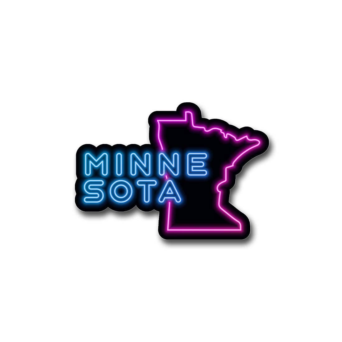 Minnesota Neon State Outline Sticker Vinyl Decal - Wander Together Outfitters