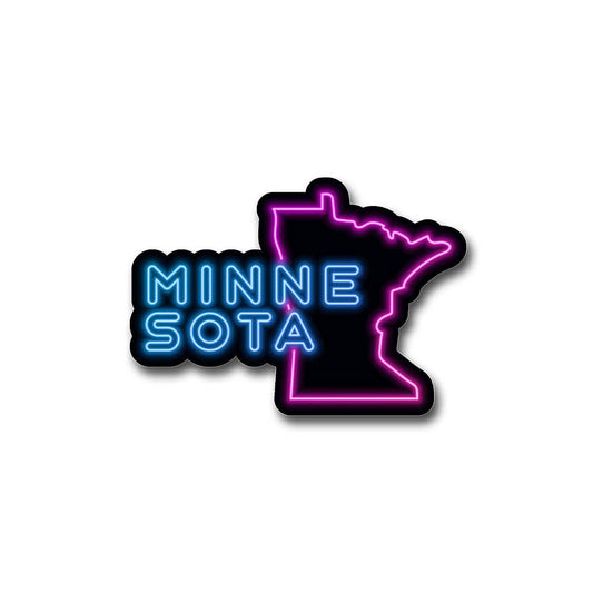 Minnesota Neon State Outline Sticker Vinyl Decal - Wander Together Outfitters