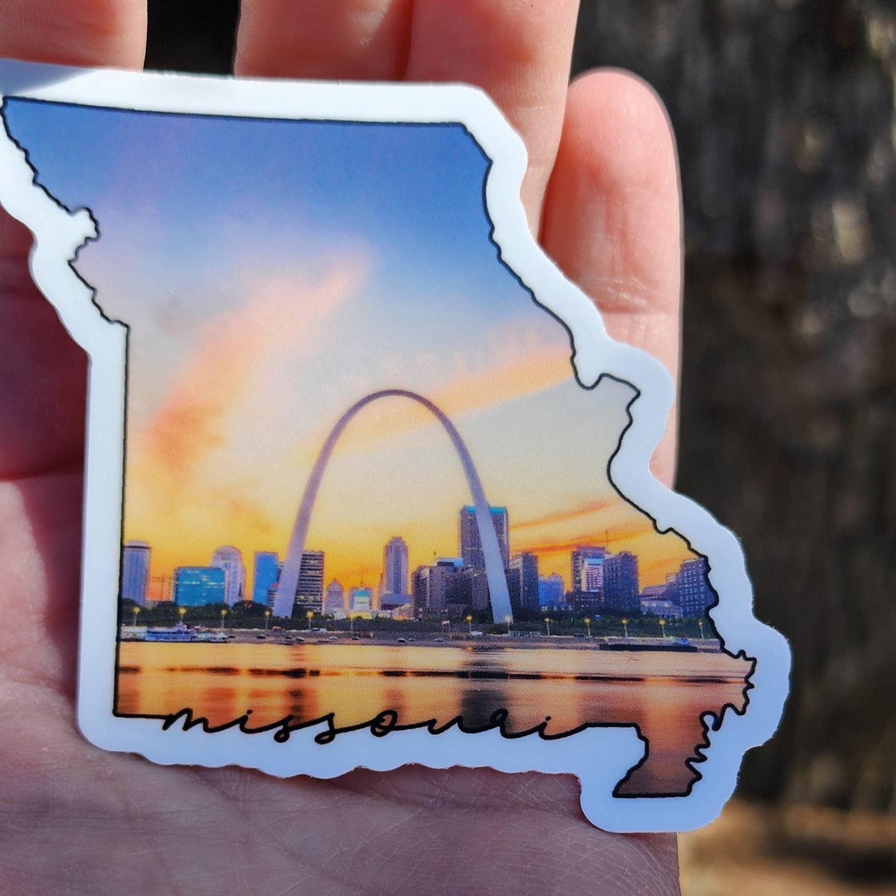Missouri State and Saint Louis Gateway Arch Vinyl Sticker - Wander Together Outfitters