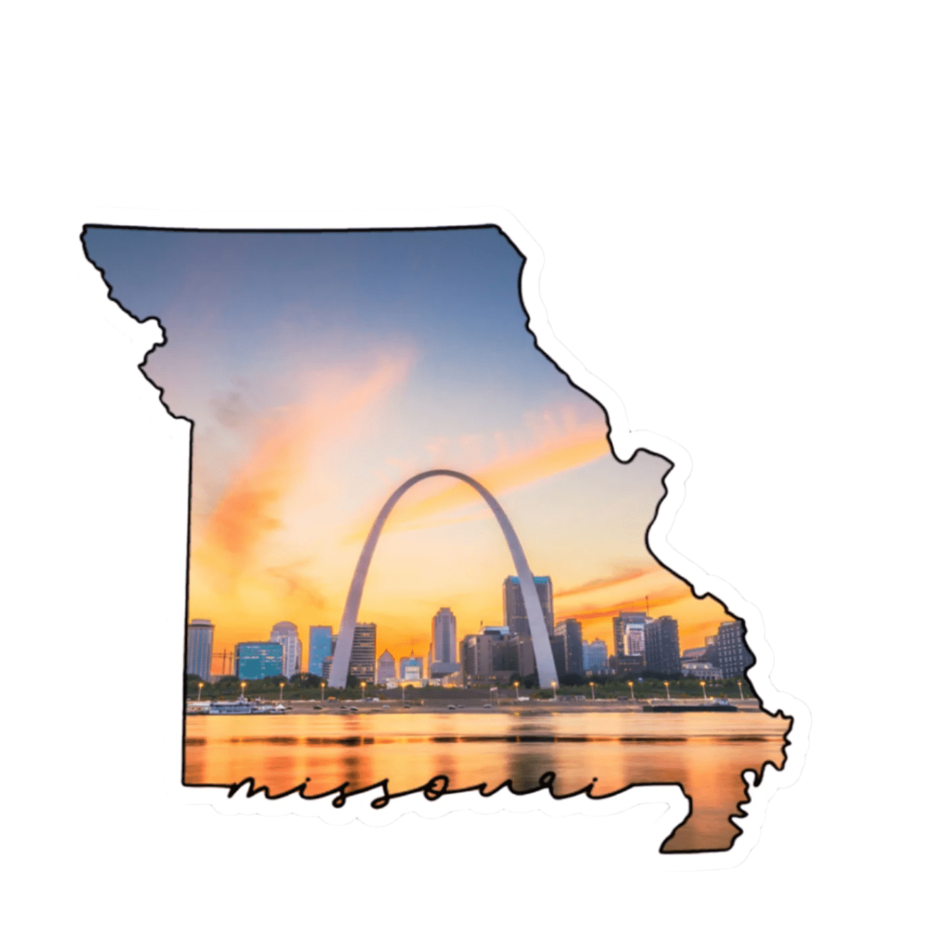 Missouri State and Saint Louis Gateway Arch Vinyl Sticker - Wander Together Outfitters