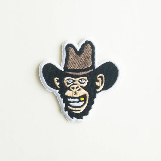 Monkey Cowboy Embroidered Iron on Patch - Wander Together Outfitters