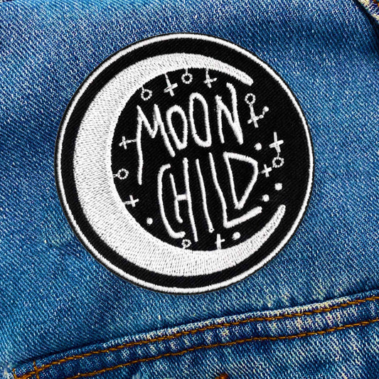 "Moon Child" Crescent Moon Iron - On Embroidered Patch - Wander Together Outfitters