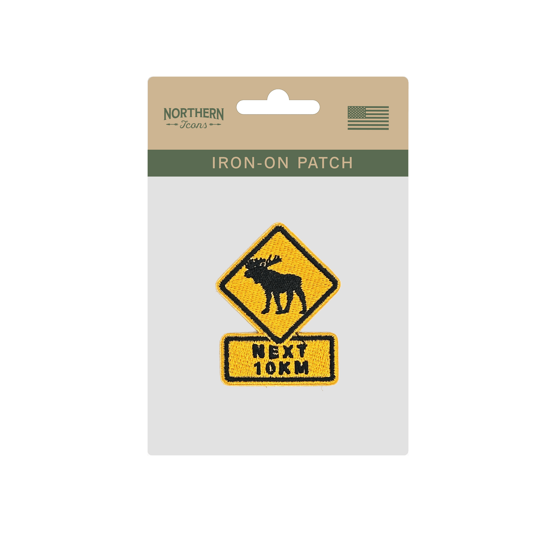 Moose Crossing Road Sign Iron On Embroidery Patch - Wander Together Outfitters
