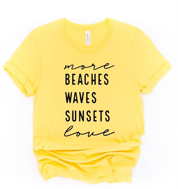 "More Beaches Waves Sunsets Love" Graphic Tee (Plus) - Wander Together Outfitters