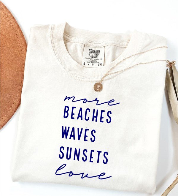 "More Beaches Waves Sunsets Love" Softstyle Tee - Wander Together Outfitters