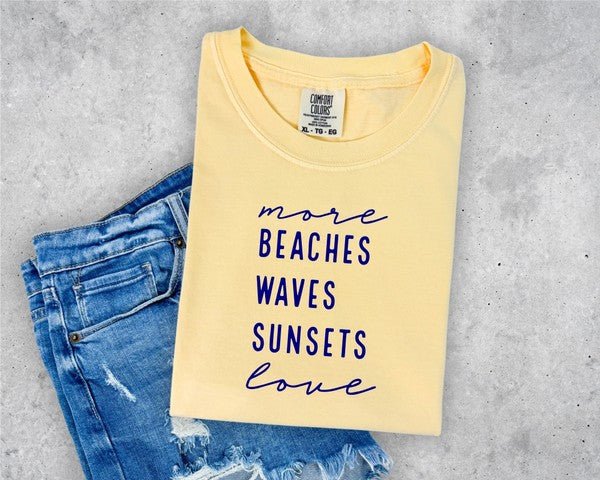 "More Beaches Waves Sunsets Love" Softstyle Tee - Wander Together Outfitters