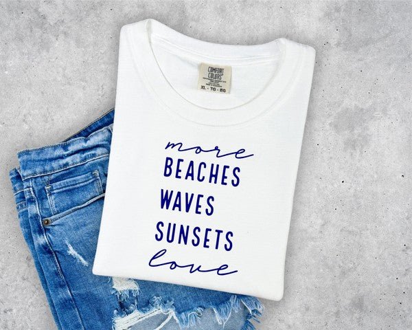 "More Beaches Waves Sunsets Love" Softstyle Tee - Wander Together Outfitters