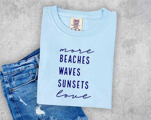"More Beaches Waves Sunsets Love" Softstyle Tee - Wander Together Outfitters