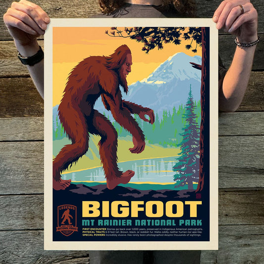 Mount Rainer National Park: Bigfoot (Legends & Monsters) Art Print - Wander Together Outfitters