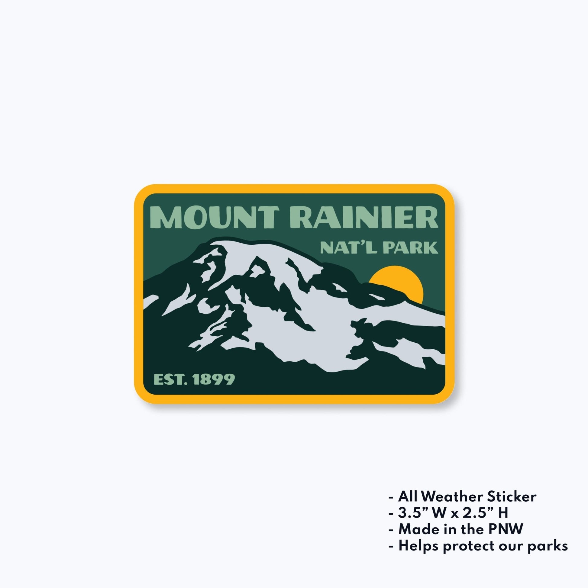 Mount Rainier National Park Est 1899 All Weather Sticker - Wander Together Outfitters