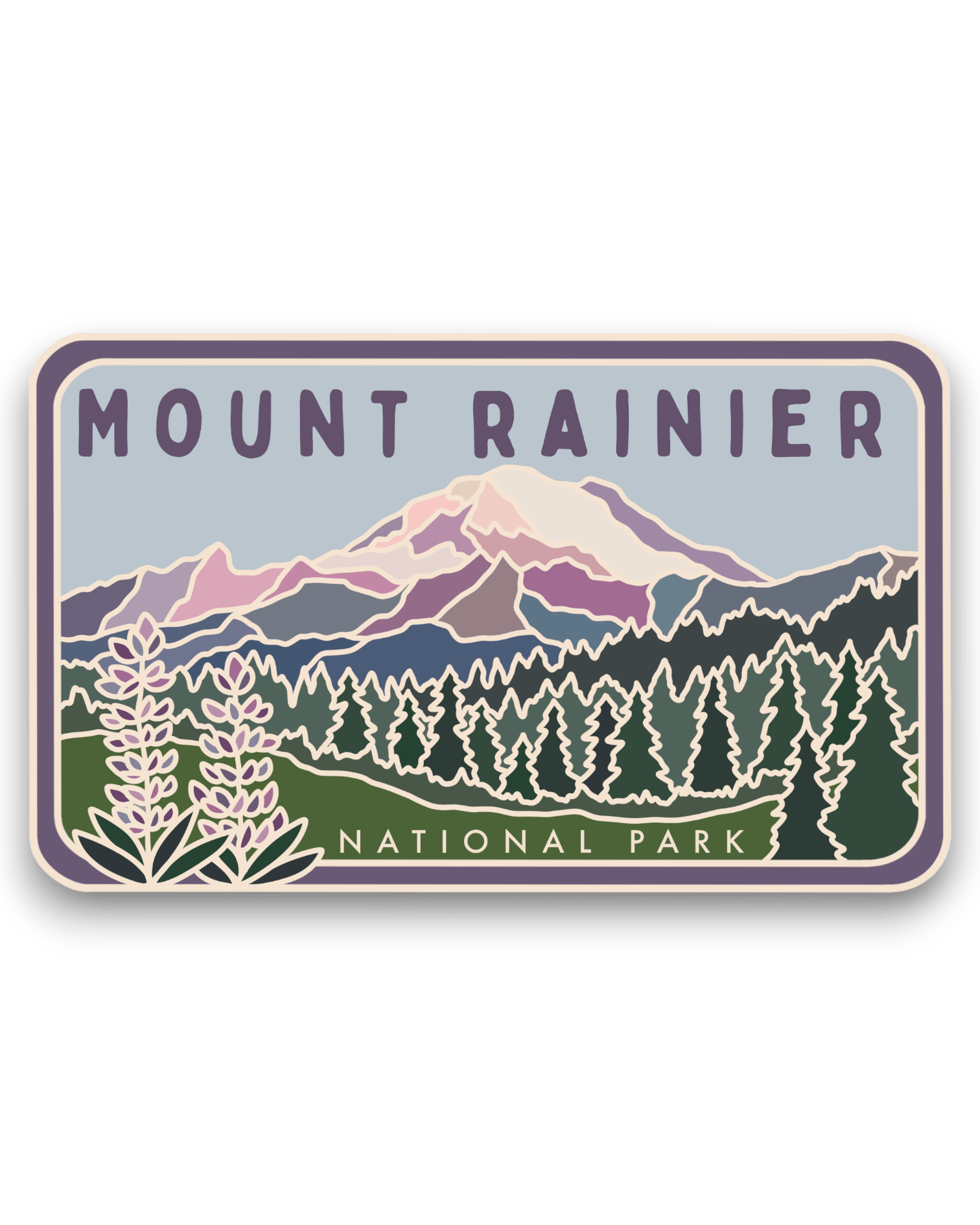 Mount Rainier Stained Glass Vinyl Sticker, License Plate Series - Wander Together Outfitters
