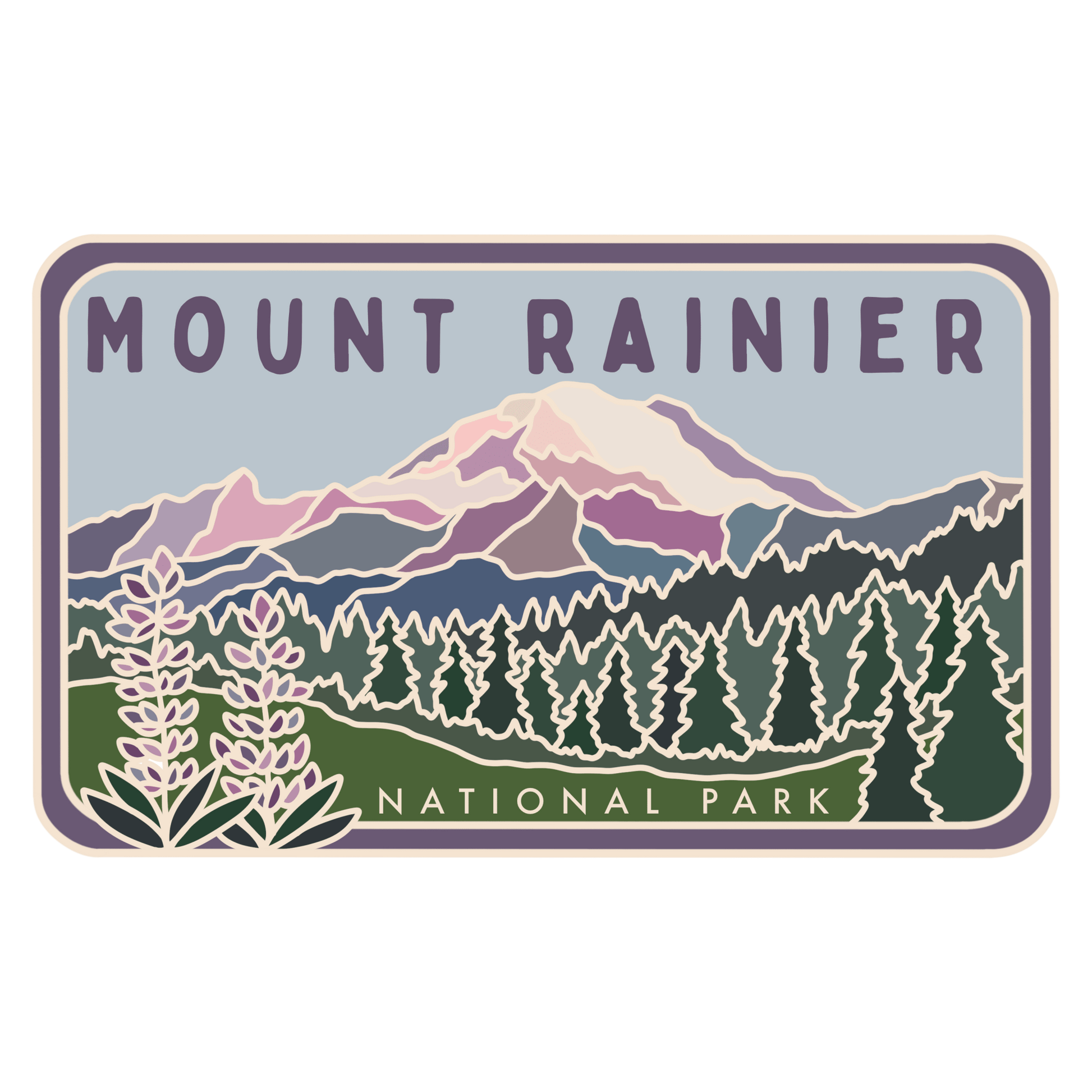 Mount Rainier Stained Glass Vinyl Sticker, License Plate Series - Wander Together Outfitters
