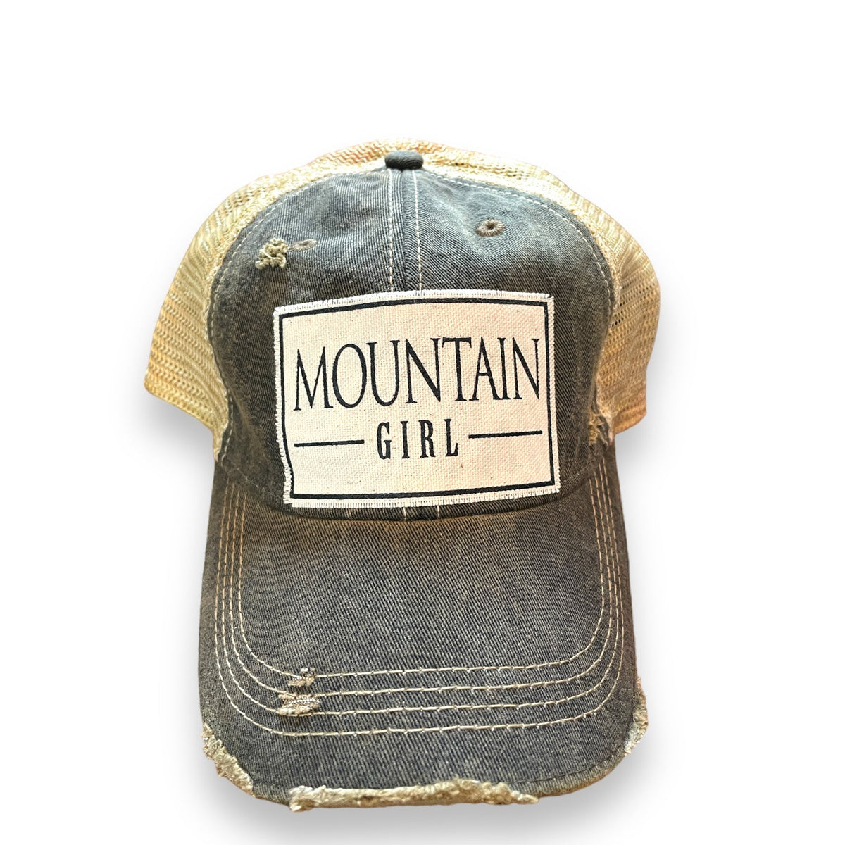 Mountain Girl” Distressed Cap (Red Plaid or Charcoal  display picture 2